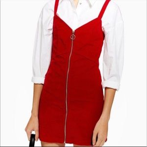 Red Corduroy Topshop Dress